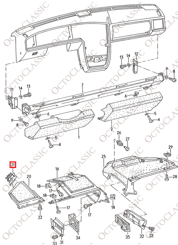 VW Corrado Lower Dashboard Fusebox Cover Trim Black 535 858 715 VW Corrado Lower Dashboard Fusebox Cover Trim Black 535 858 715