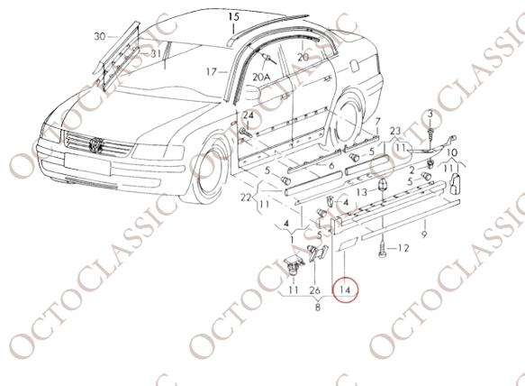 VW Passat B5 Jack Point Covers Set Left And Right Side (B5 3B0853917/3B0853918) VW Passat B5 Jack Point Covers Set Left And Right Side (B5 3B0853917/3B0853918)