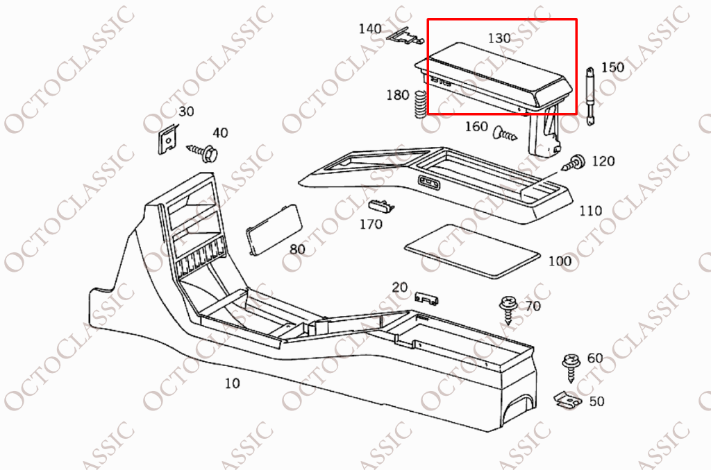 R129 Armrest Mechanism Cover 1296802836 R129 Armrest Mechanism Cover 1296802836